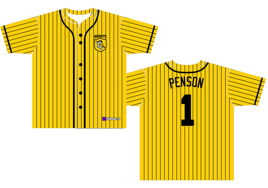 Knights Yellow Baseball Jersey with buttons