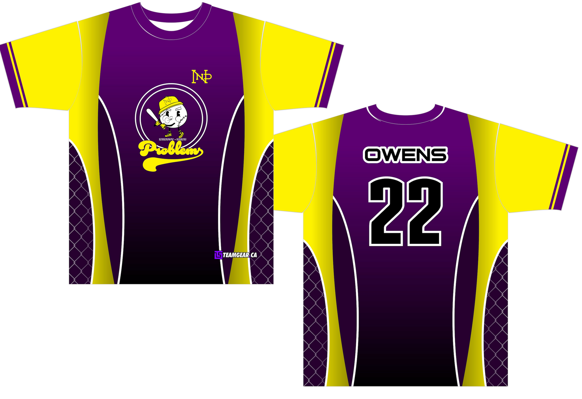 99 Problems Yellow and purple Softball Jersey