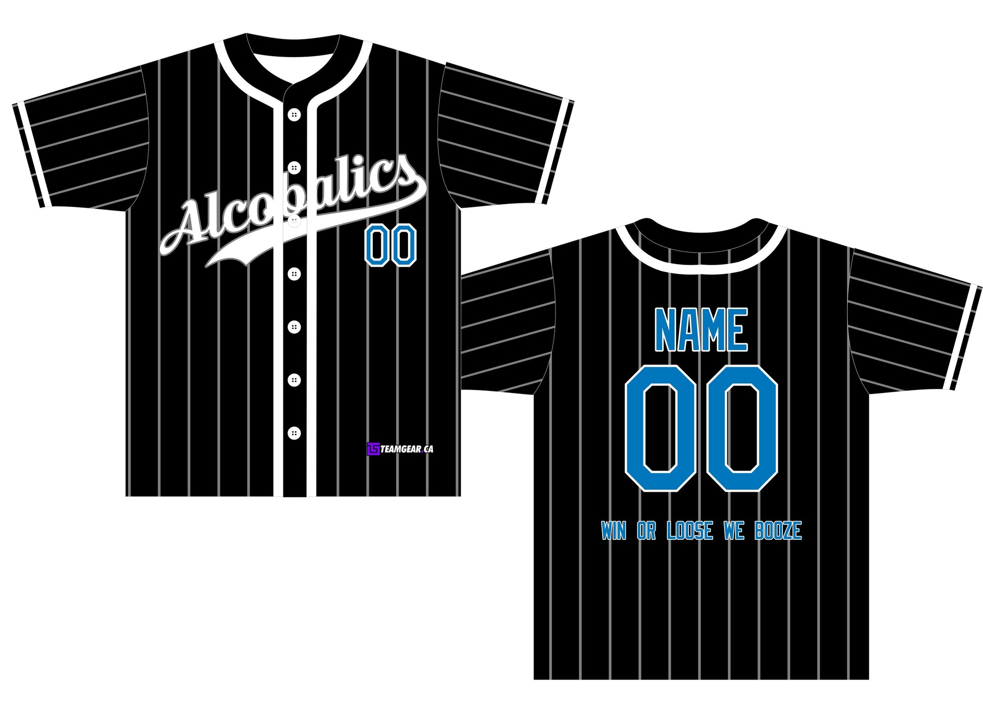 Alcobalics Black Pinstripe Baseball Jersey