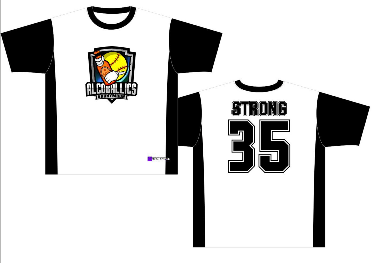 Alcoballics Anonymous black and white Softball Jersey