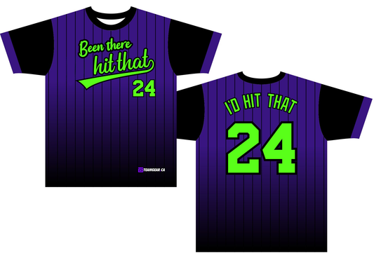  purple and black Been There Hit That softball jersey