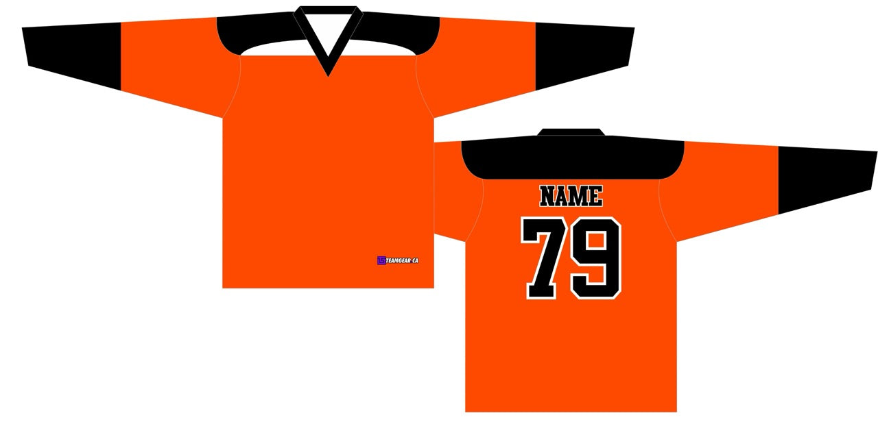 Beer League Hockey Jersey Bright Orange/Black/White