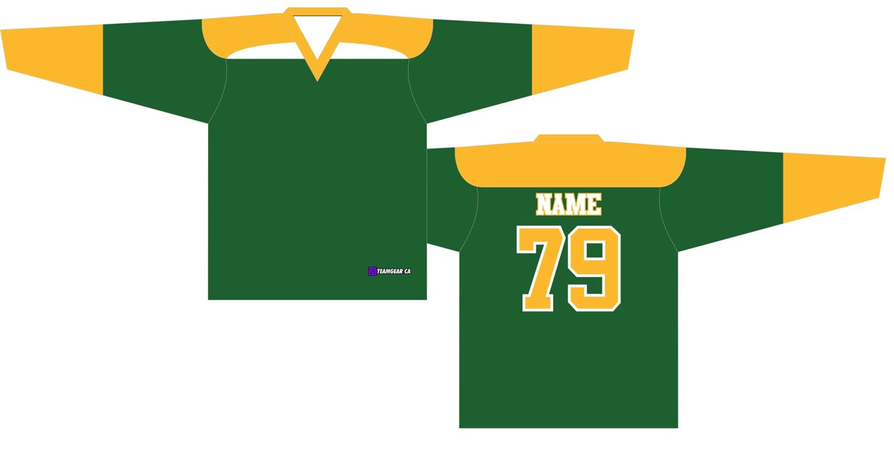 Beer League Hockey Jersey Forest Green/Gold/White