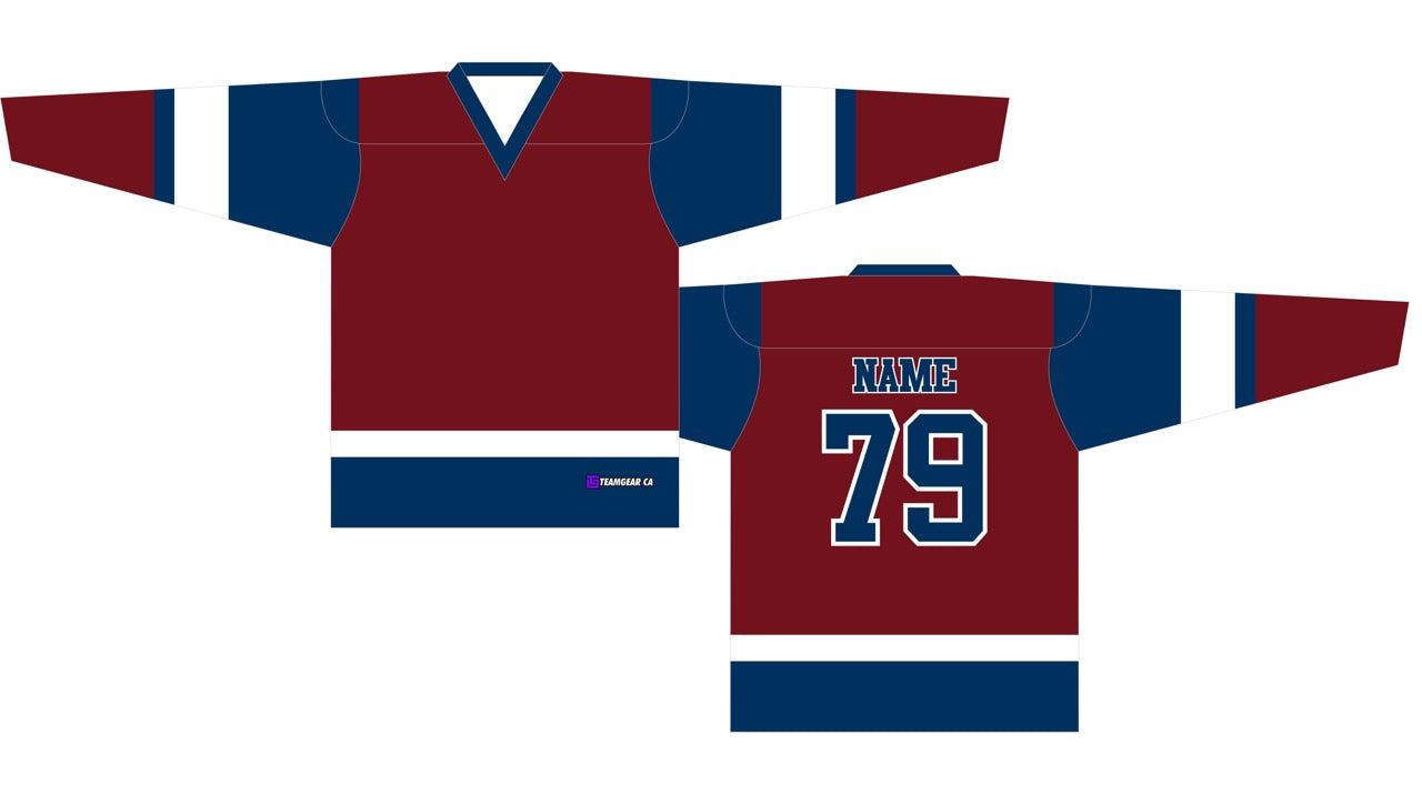 Beer League Hockey Jersey Maroon/Navy/White