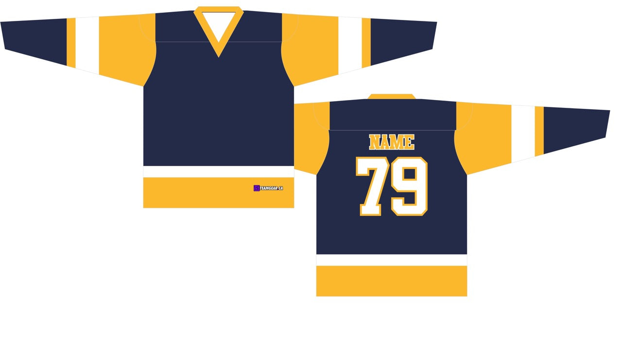 Beer League Hockey Jersey Navy/Gold/White