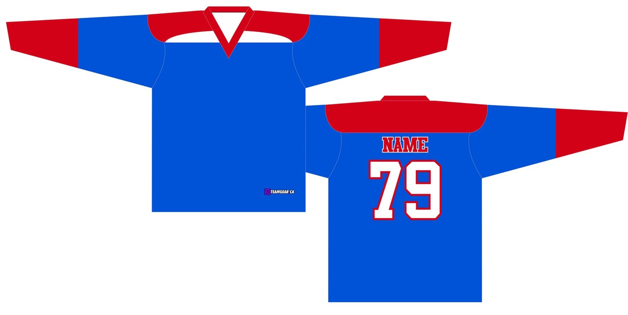 Beer League Hockey Jersey Royal Blue/Red