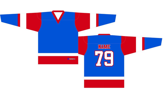 Beer League Hockey Jersey Royal Blue/Red/White