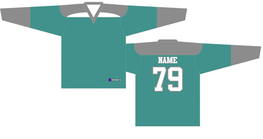 Beer League Hockey Jersey Teal/Grey/White