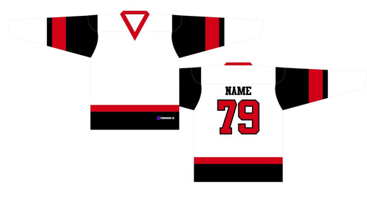 Beer League Hockey Jersey White/Black/Red