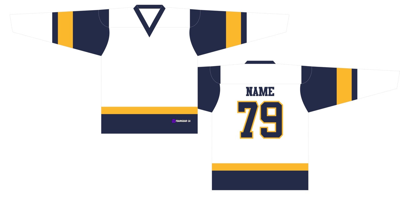 Beer League Hockey Jersey White/Navy/Gold