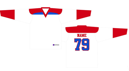 Beer League Hockey Jersey White/Red/Blue