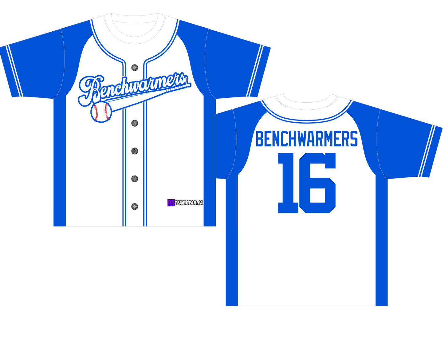 Benchwarmers Blue Baseball Jersey Full Button