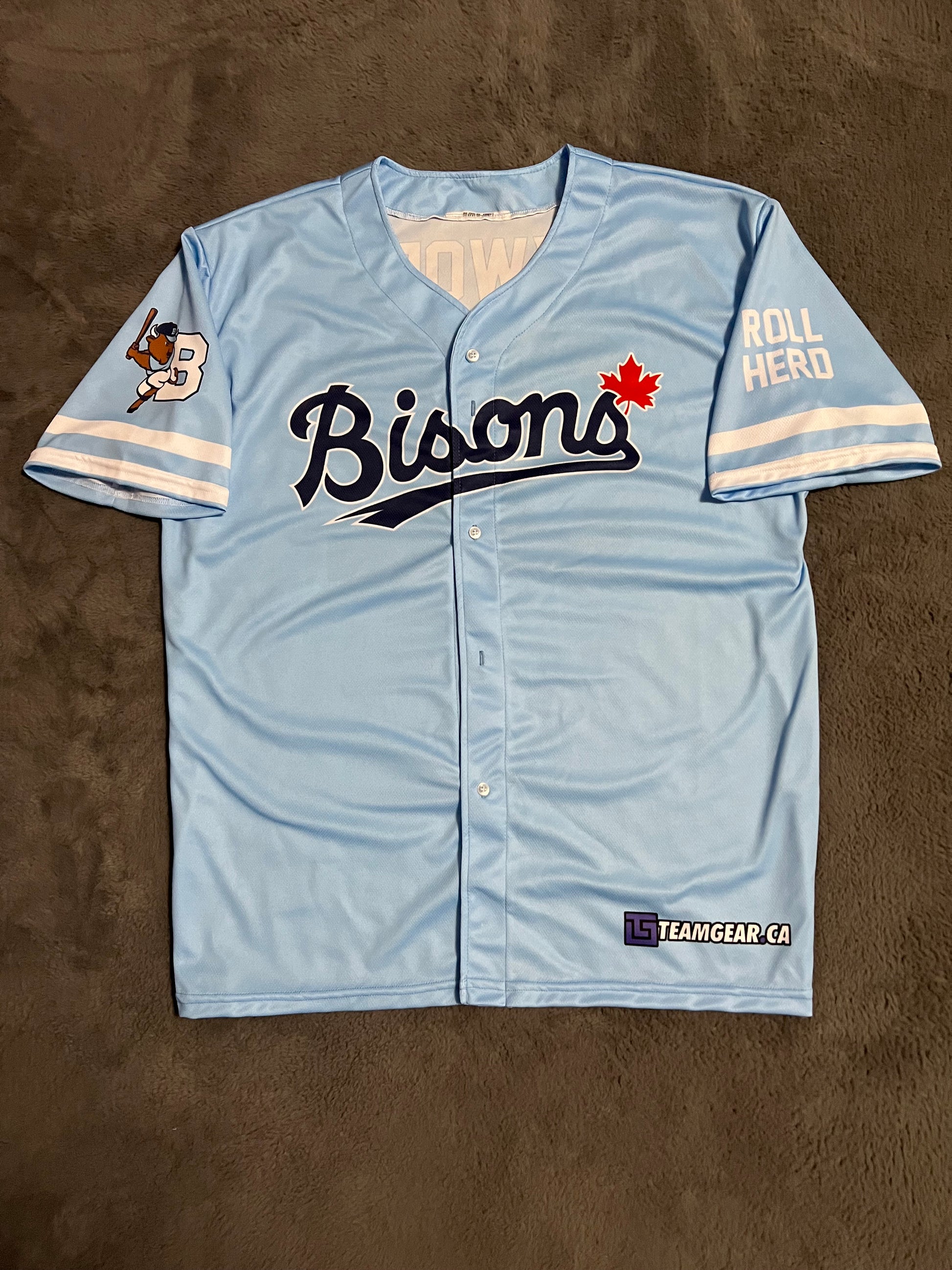 Bisons full button baseball jersey front view