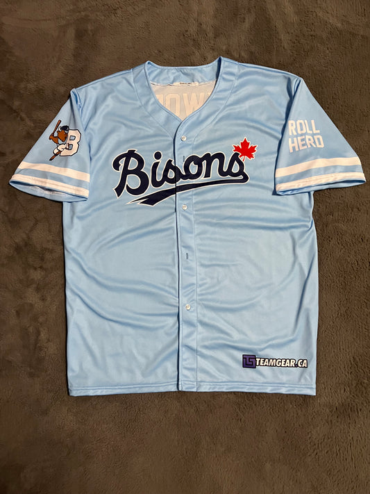 Bisons full button baseball jersey front view