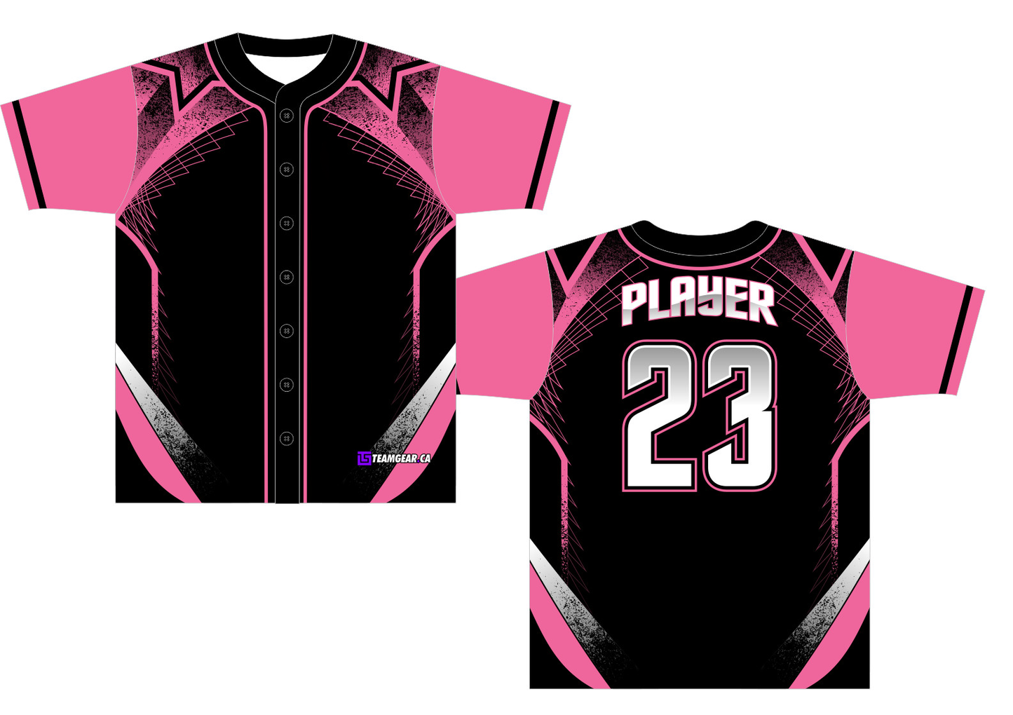 Black and Pink Baseball Jersey with buttons