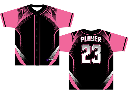 Black and Pink Baseball Jersey with buttons