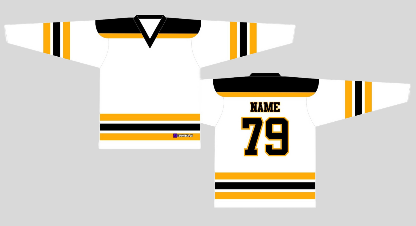 NHL Inspired Hockey Jersey: Boston Bruins White