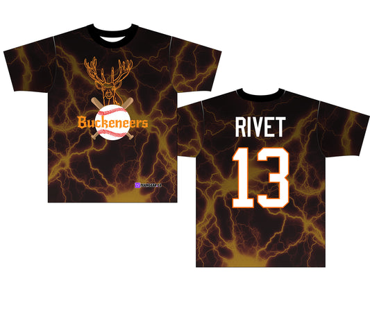 Buckeneers Orange Baseball Jersey with lightning background