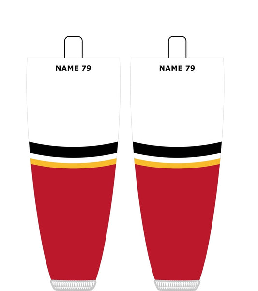 NHL Inspired Hockey Socks: Calgary Flames White 2007-2020