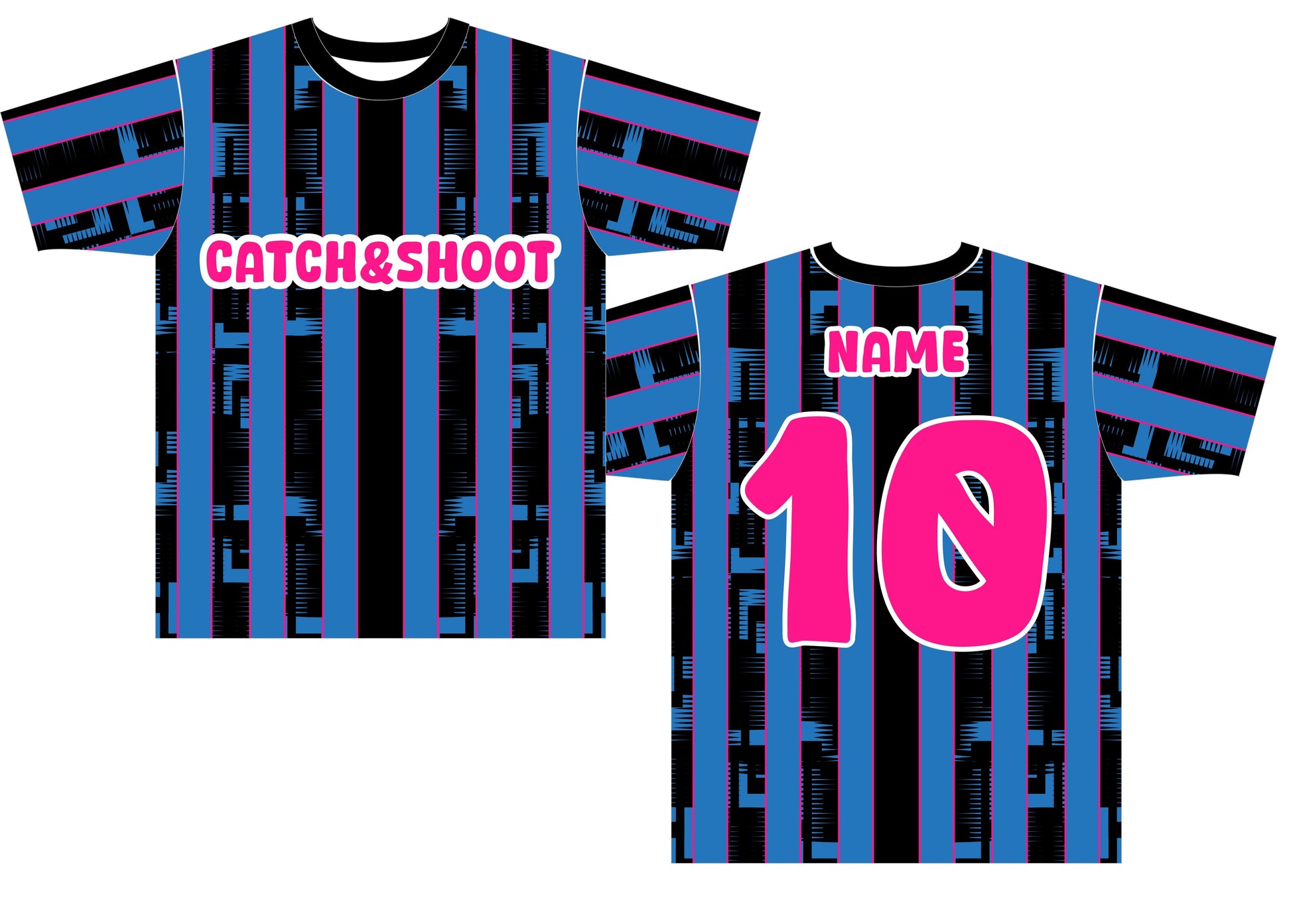 Catch and Shoot Blue Basketball Jersey with black stripes