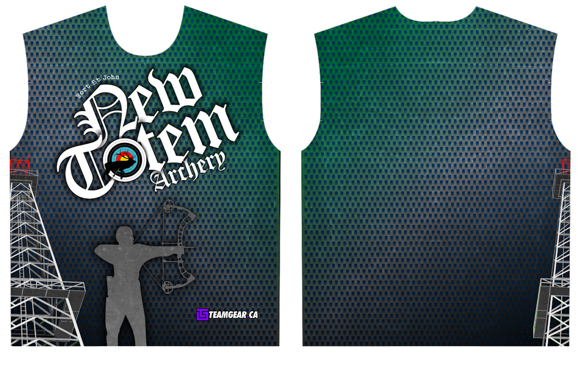 New Totem Archery zip-neck jersey with Compound Archer and Oil Derrick