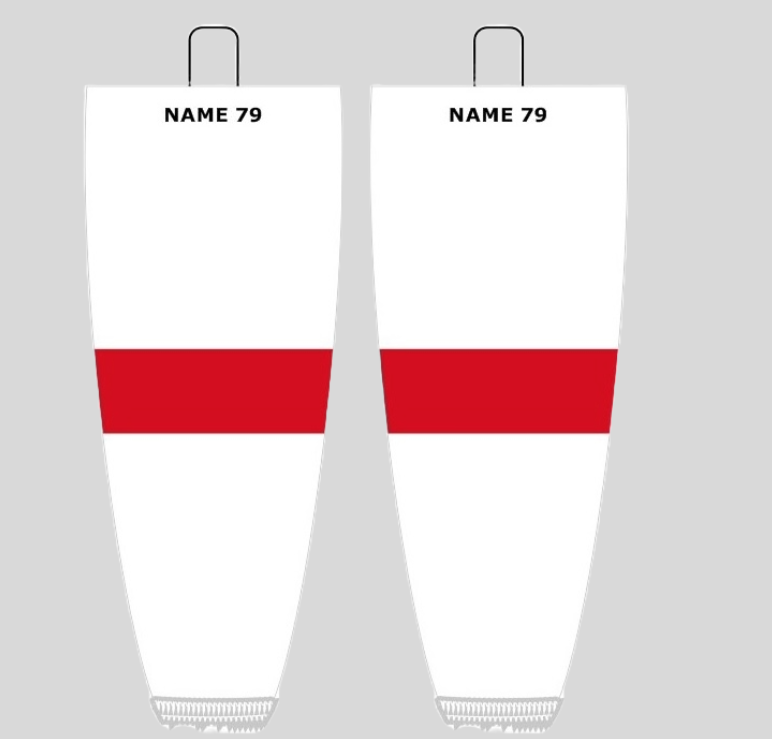 NHL Inspired Hockey Socks: Detroit Red Wings White