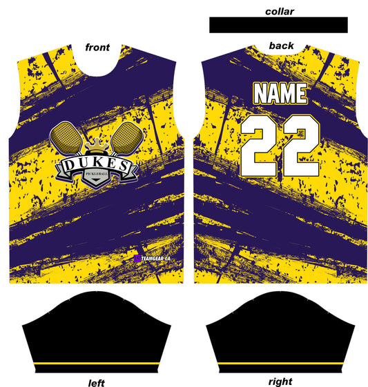 yellow Dukes pickleball jerseys design with team logo on front