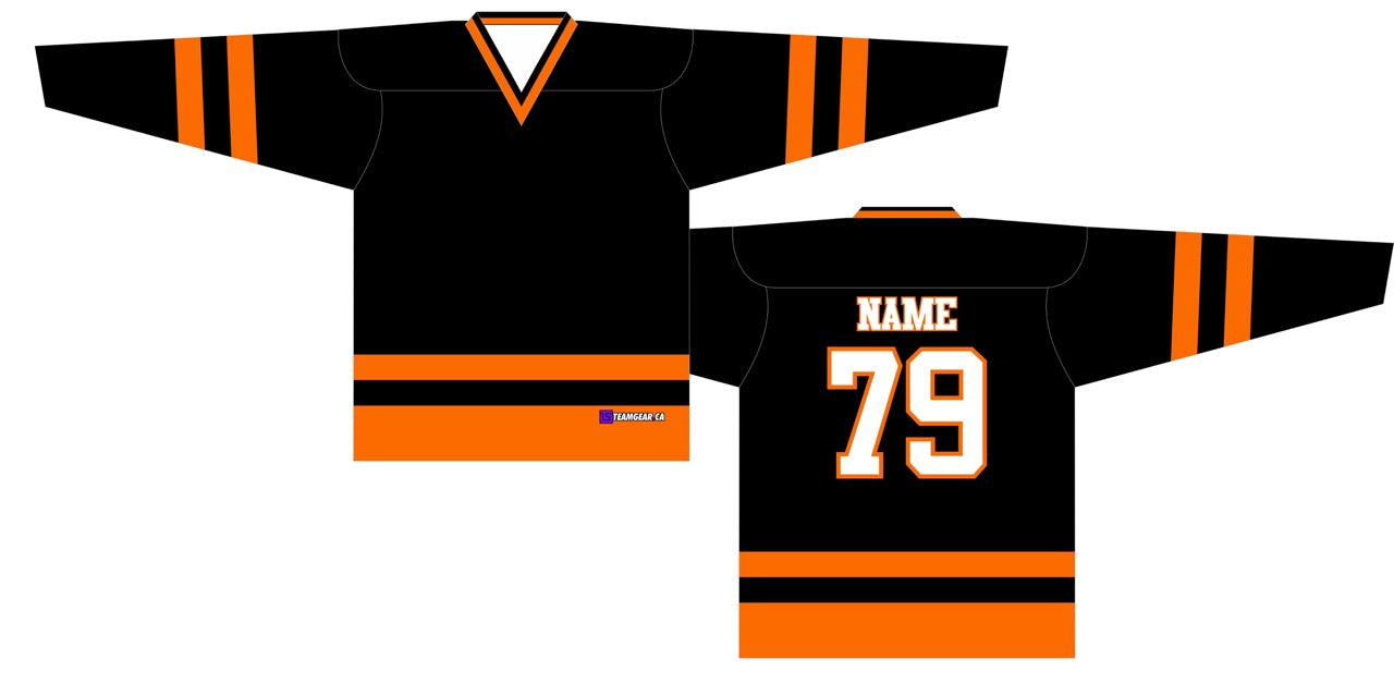 House League Hockey Jersey Black/Bright Orange