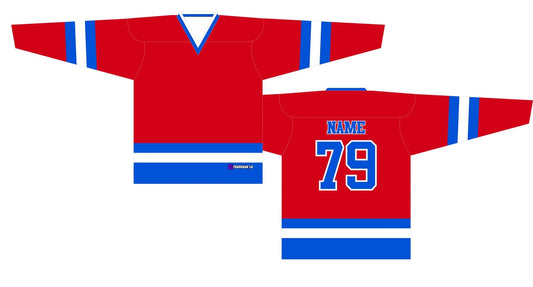 House League Hockey Jersey Red/Royal Blue/White