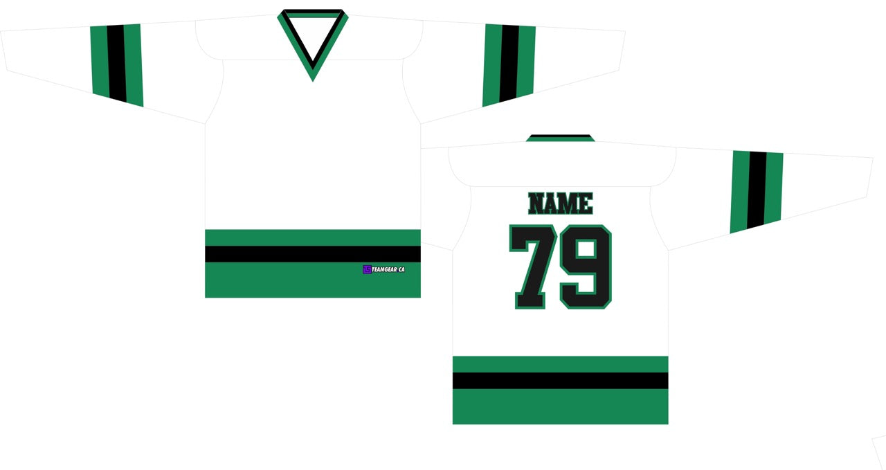 House League Hockey Jersey White/Kelly Green/Black