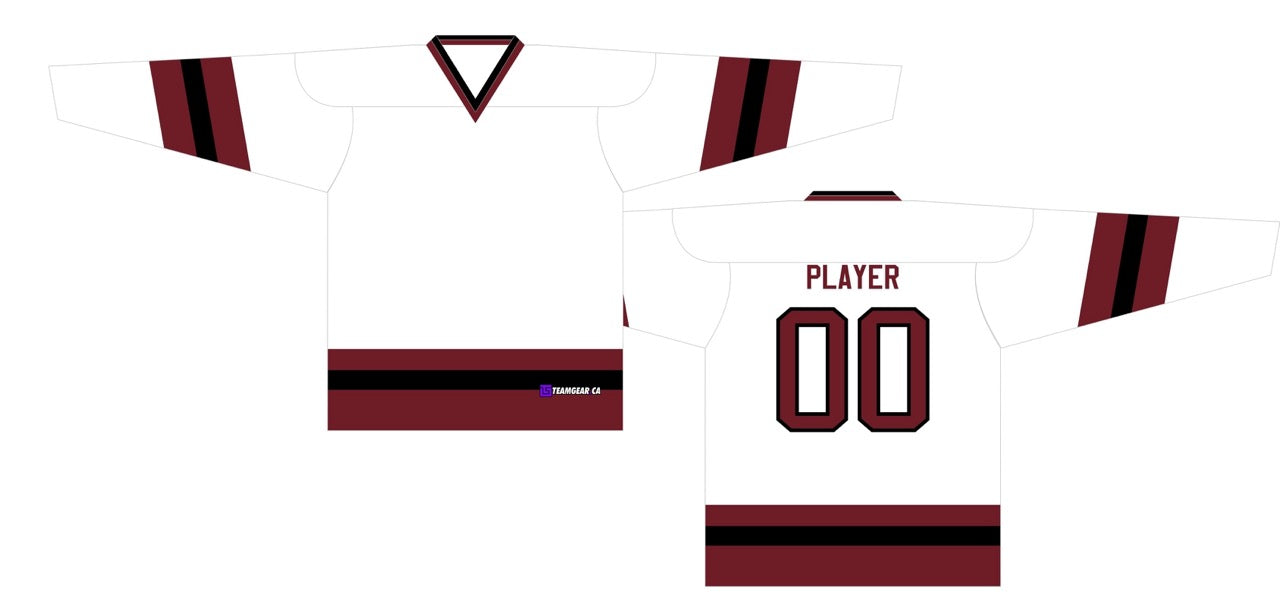 House League Hockey Jersey White/Maroon/Black