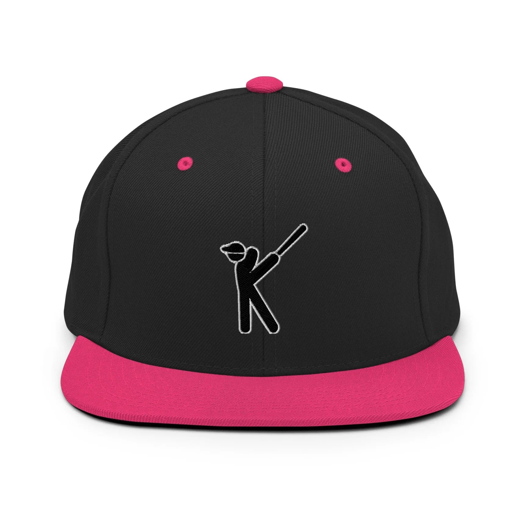Kasabe ShowZone snapback hat in black with hot pink brim and accents