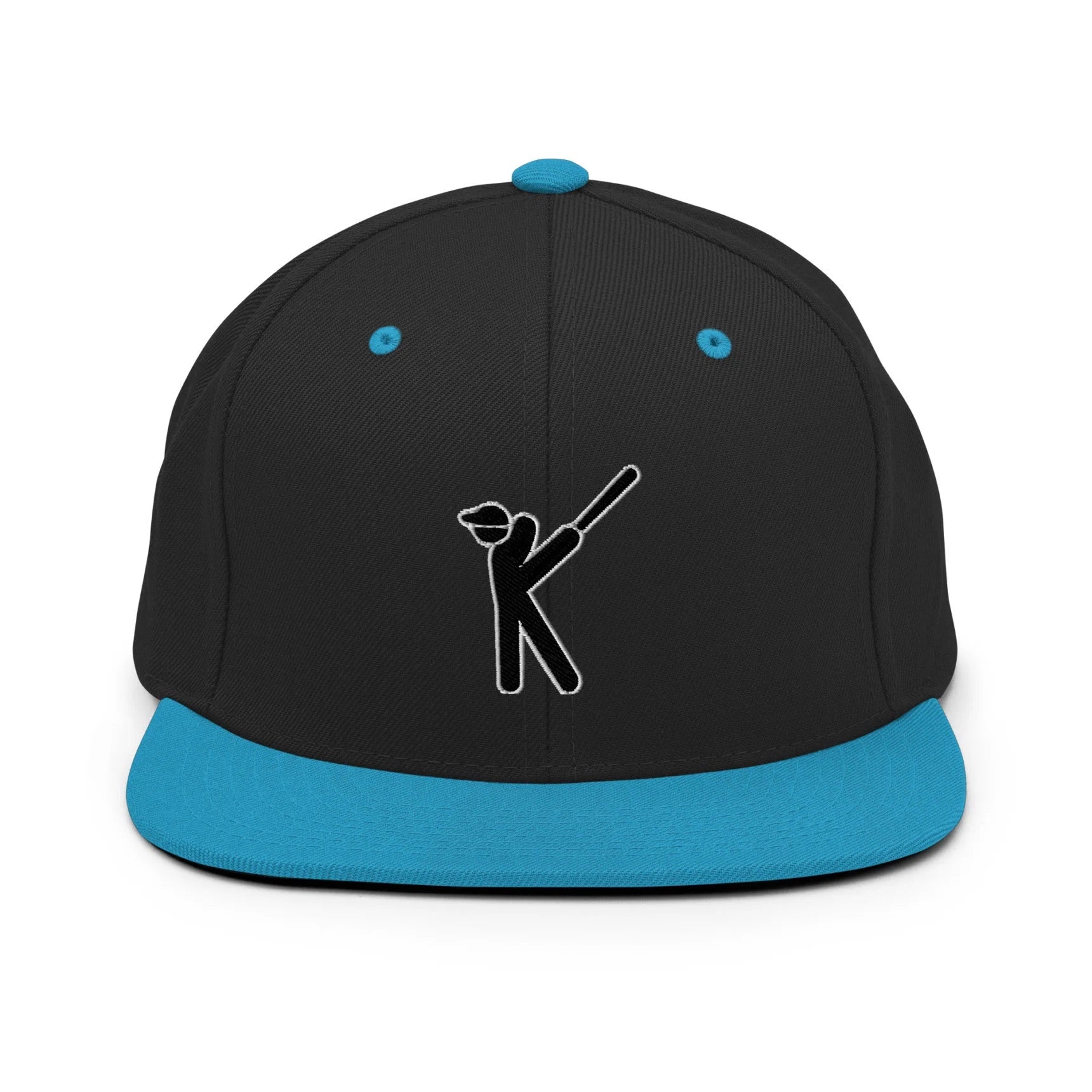 Kasabe ShowZone snapback hat in black with blue brim and accents