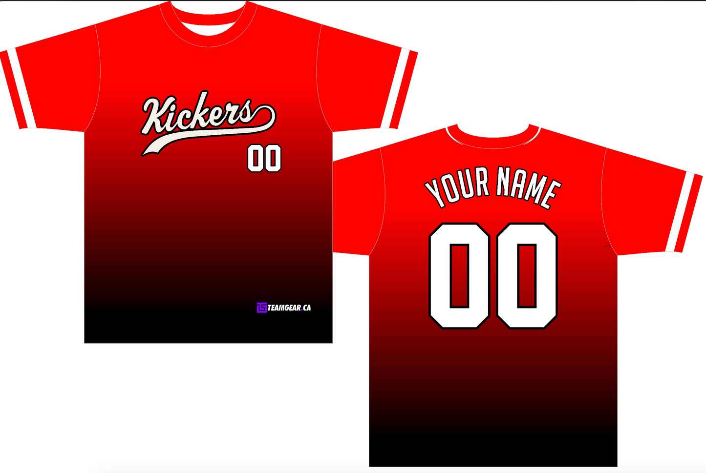 Kickers Red Soccer Jersey with black gradient