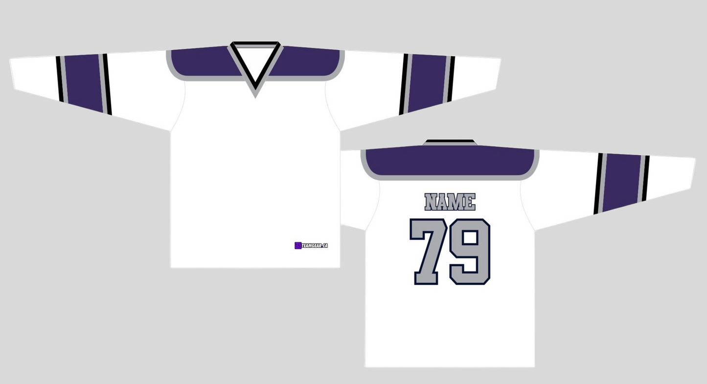 NHL Inspired Hockey Jersey: Los Angeles Kings White and Purple