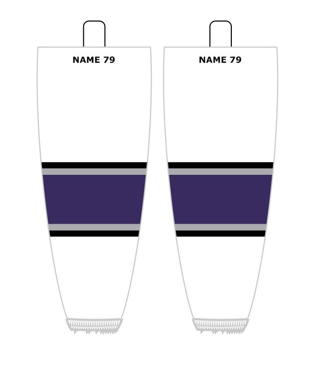 NHL Inspired Hockey Socks: Los Angeles Kings White and Purple