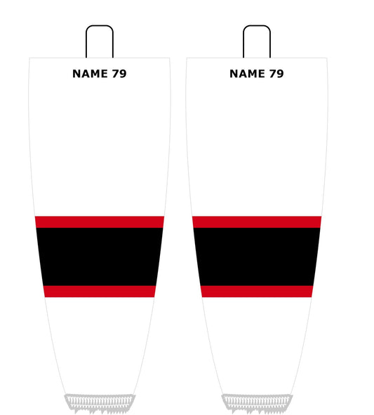 NHL Inspired Hockey Socks: New Jersey Devils White