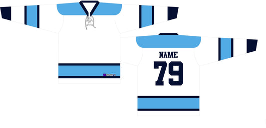 NHL Inspired Hockey Jersey: Pittsburgh Penguins White and Powder Blue