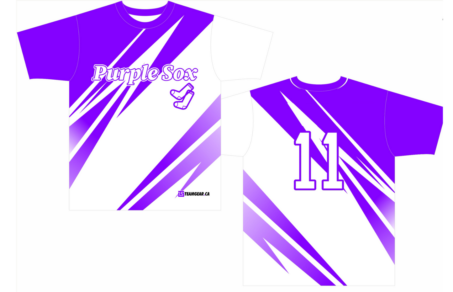 Purple Sox Softball Jersey design with player number on the back