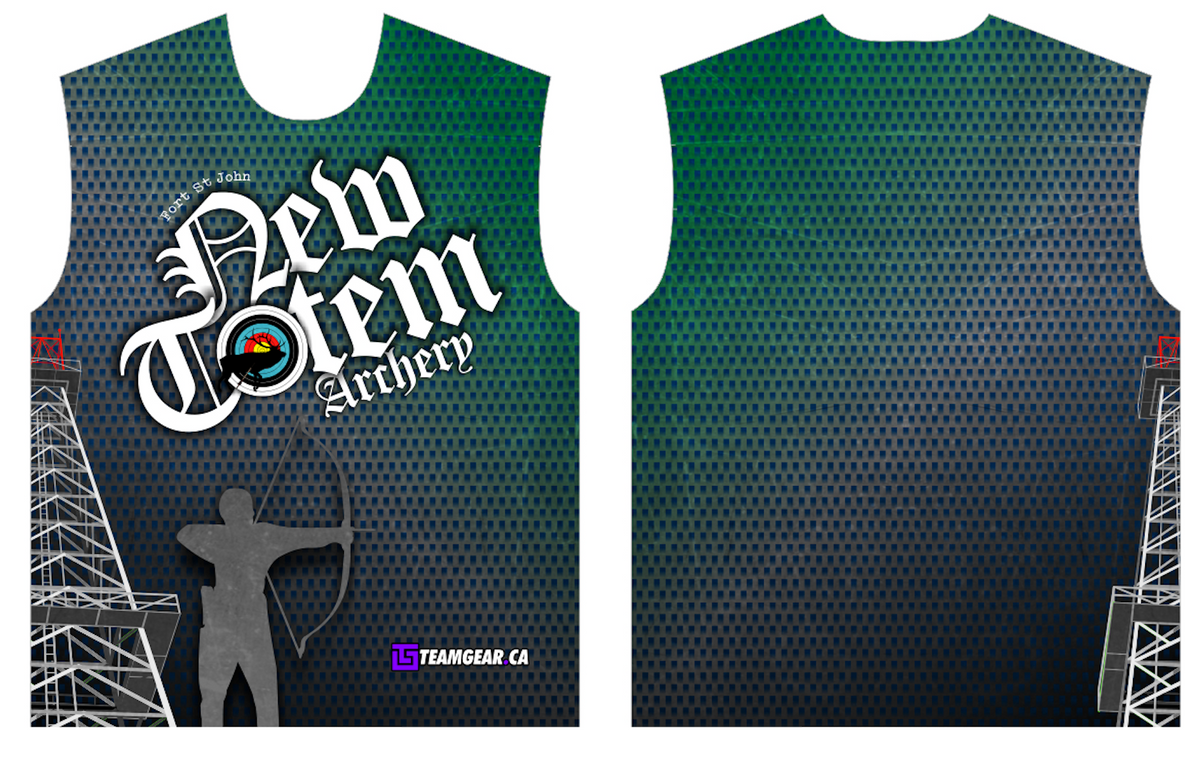 New Totem Archery zip-neck jersey with Recurve Archer and Oil Derrick