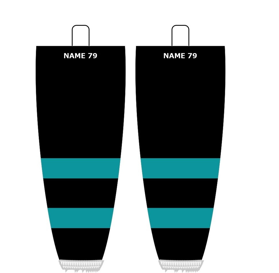 NHL Inspired Hockey Socks: San Jose Sharks Black