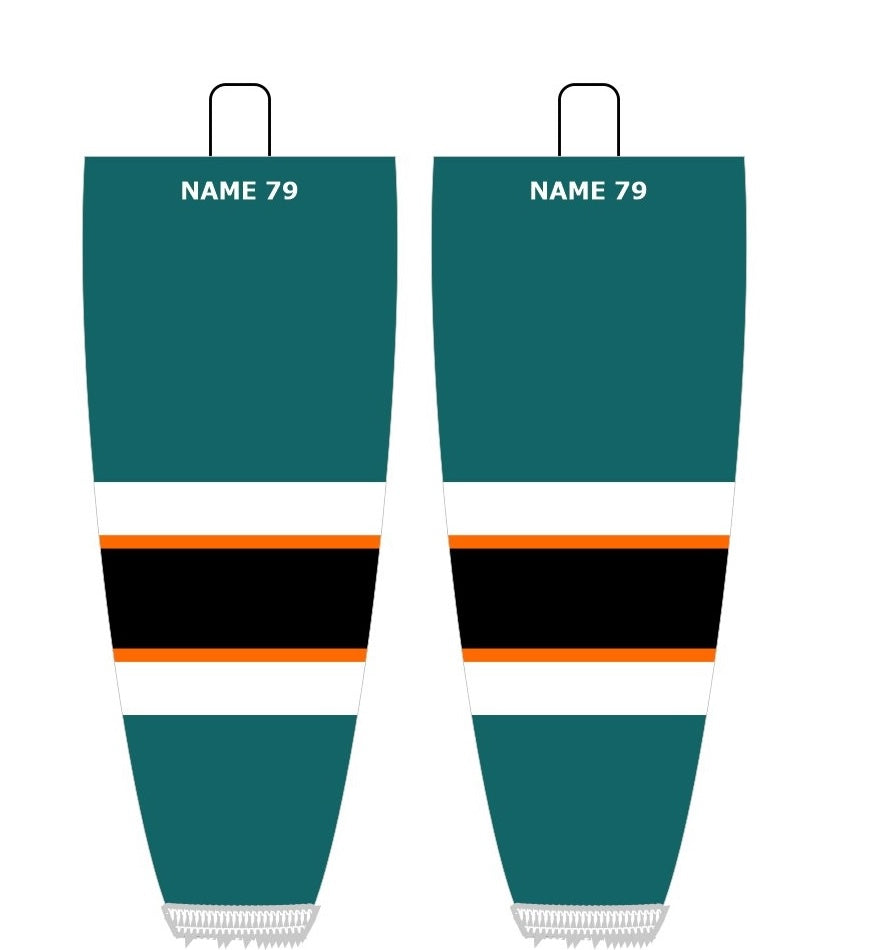 NHL Inspired Hockey Socks: San Jose Sharks Teal