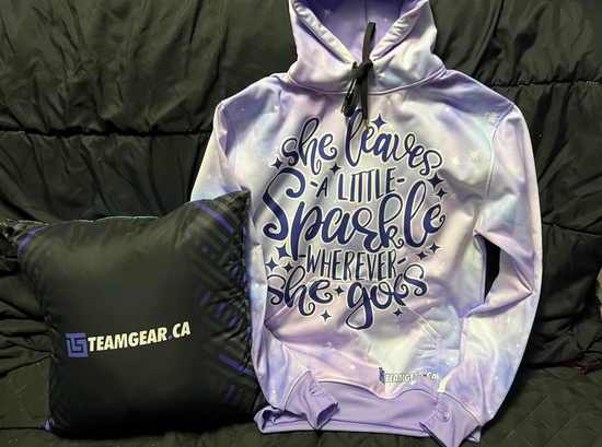 custom pullover hoodie with thumbholes, cuffs and waistband, made in Canada by TeamGear