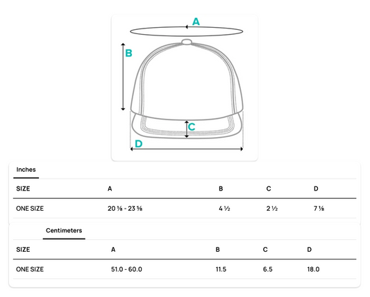 ShowZone hat measurements One size fits most