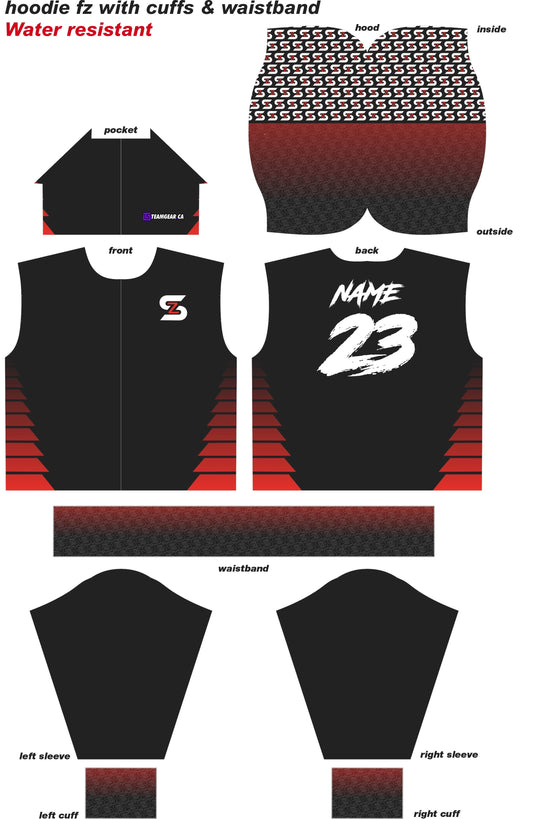 ShowZone Fully Sublimated Hoodie design in black and red