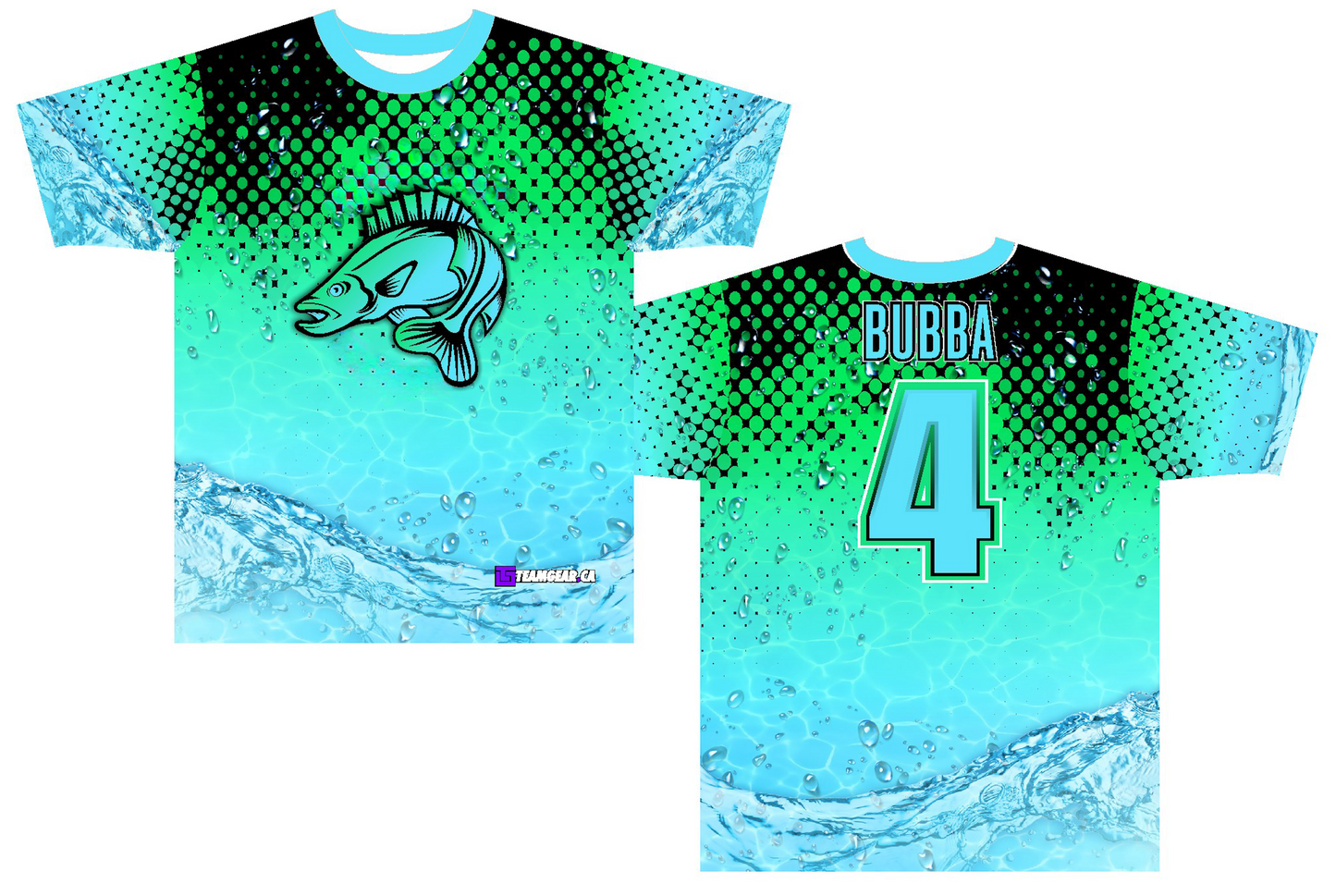 Blue Walleye Fishing Jersey with water design