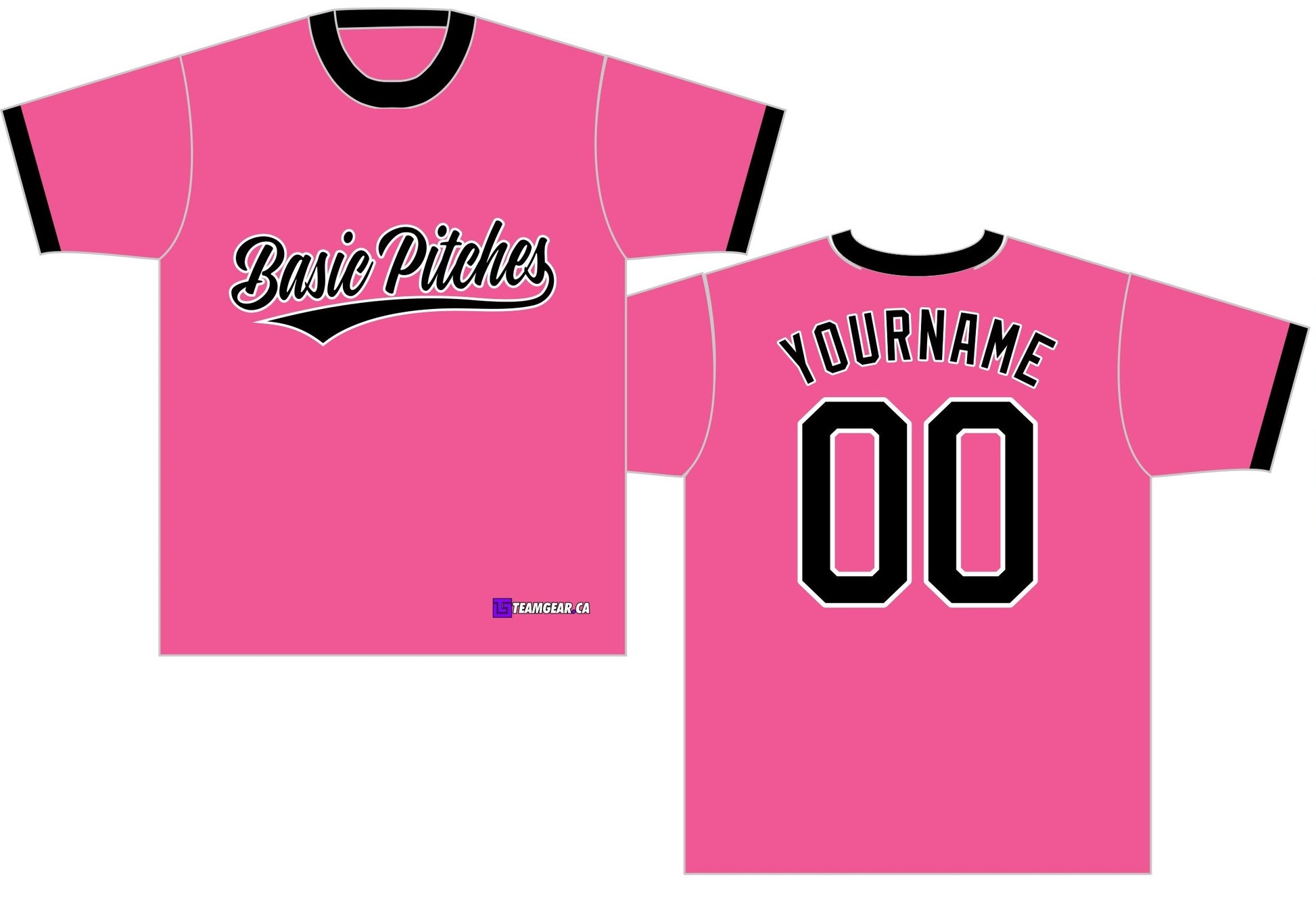 Basic Pitches Pink Baseball Jersey with short-sleeves