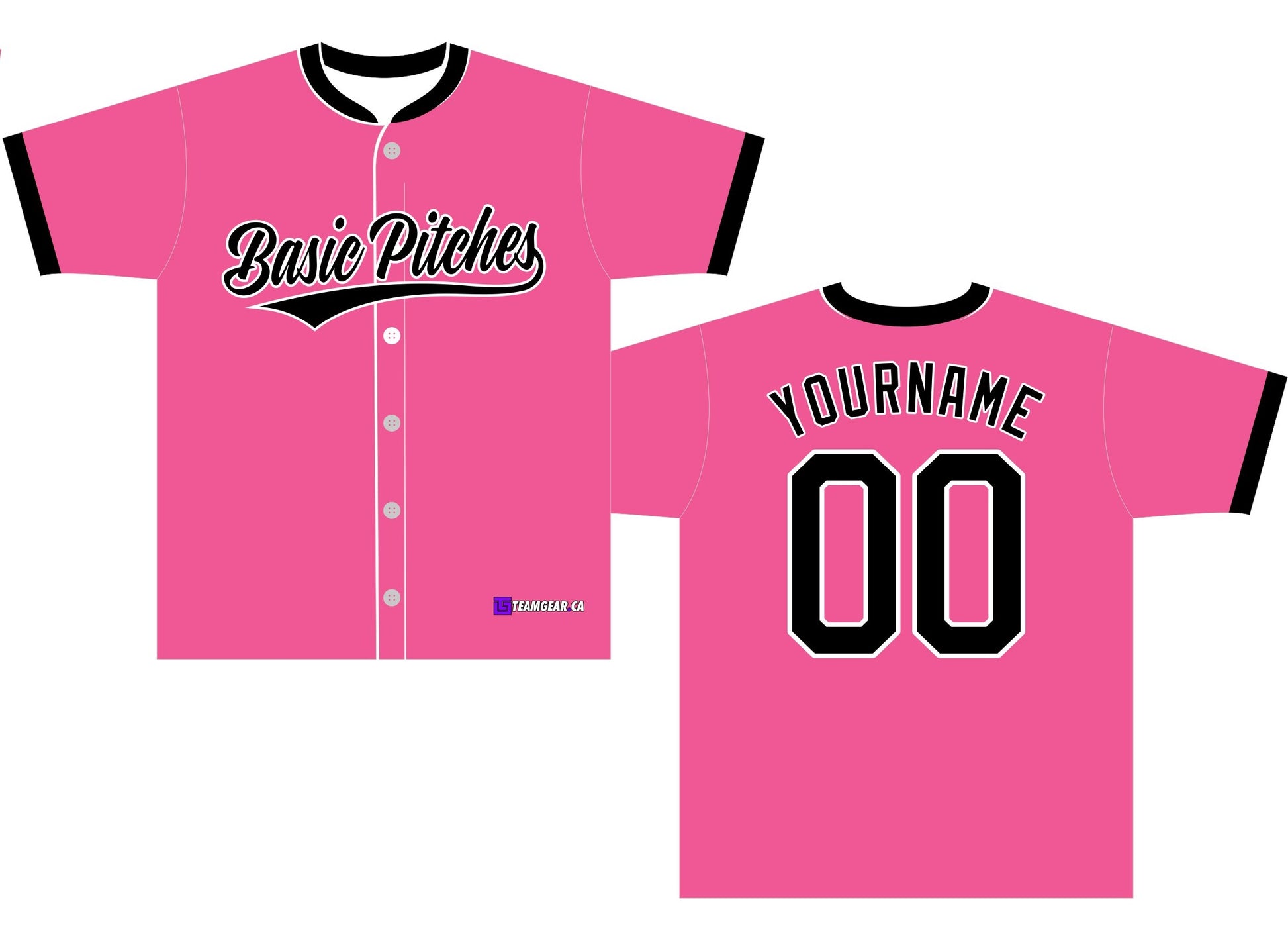 Basic Pitches Pink Baseball Jersey with buttons