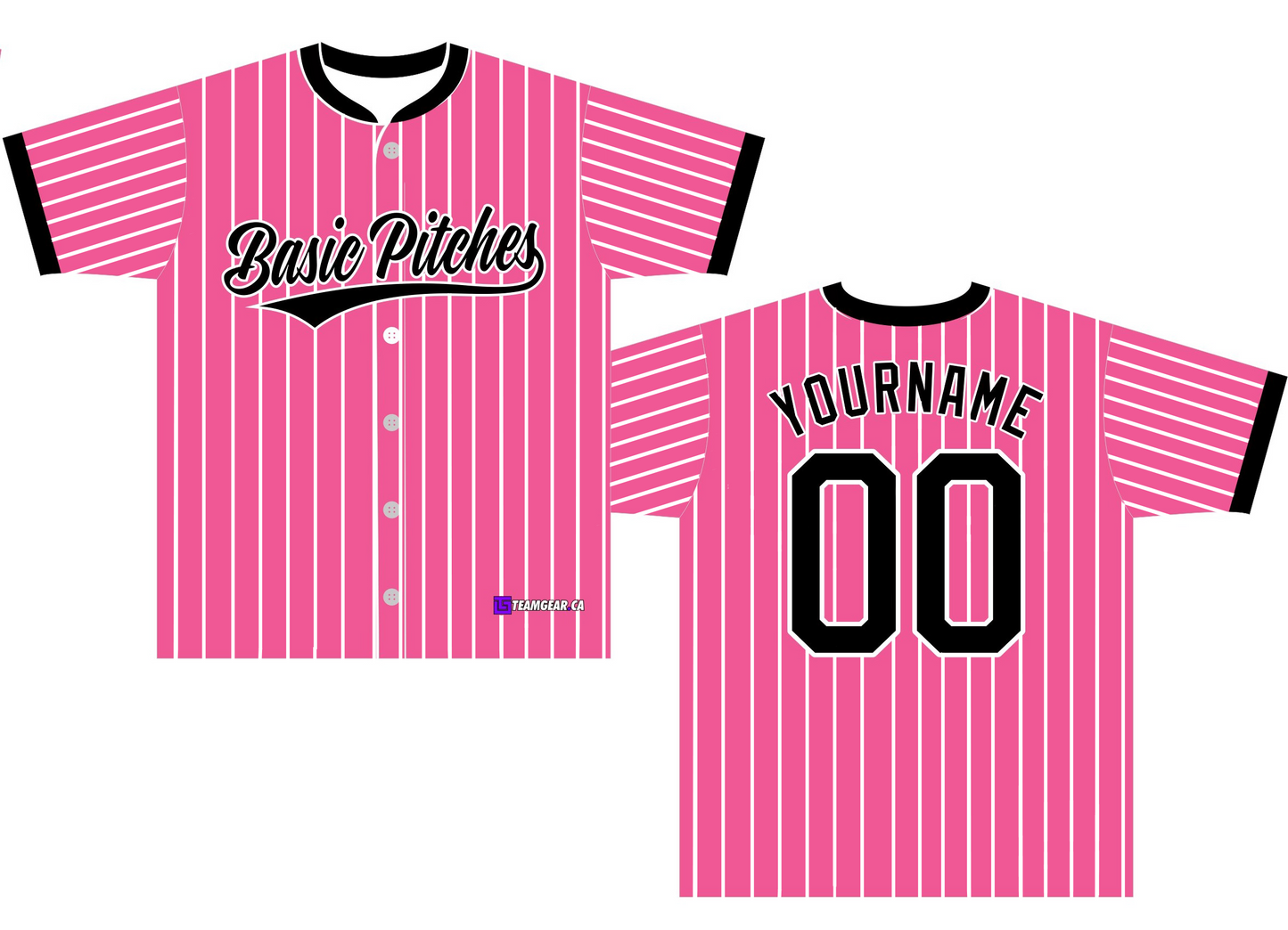 Basic Pitches hot Pink Pinstripe Baseball Jersey