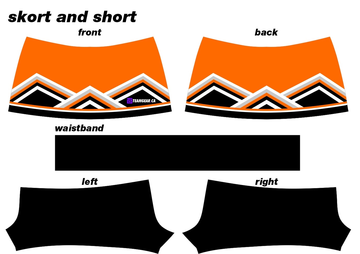 Tigers Orange Cheerleading skort design